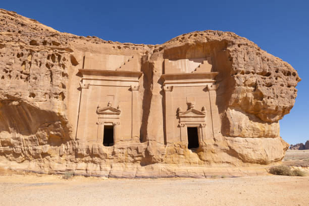 istock Nabatean rock cut ruins at the Hegra archaeological area. 1996075062