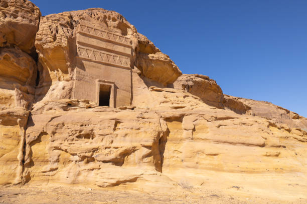 istock Nabatean rock cut ruins at the Hegra archaeological area. 1996075582