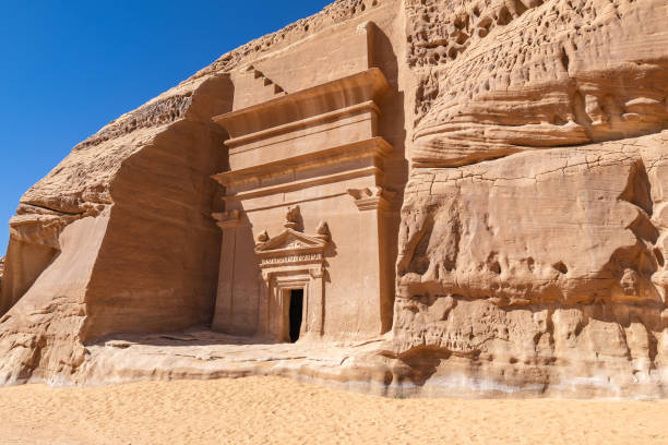 istock Nabatean rock cut ruins at the Hegra archaeological area. 1996076612
