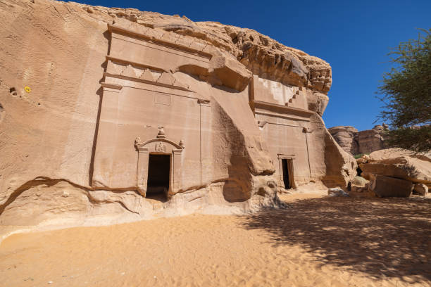 istock Nabatean rock cut ruins at the Hegra archaeological area. 1996076619