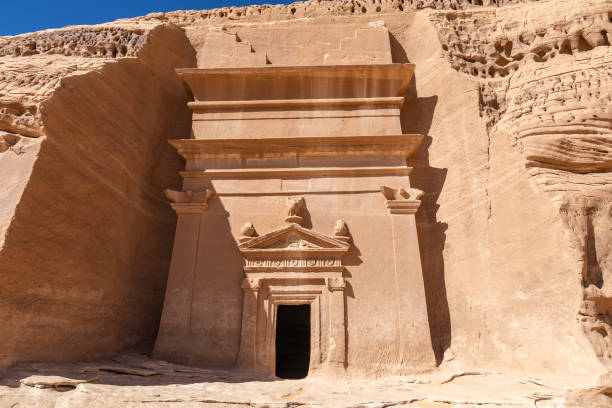 istock Nabatean rock cut ruins at the Hegra archaeological area. 1996076620