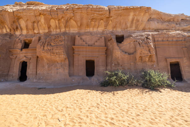 istock Nabatean rock cut ruins at the Hegra archaeological area. 1996077133