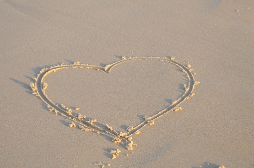 A heart on a tropical beach.