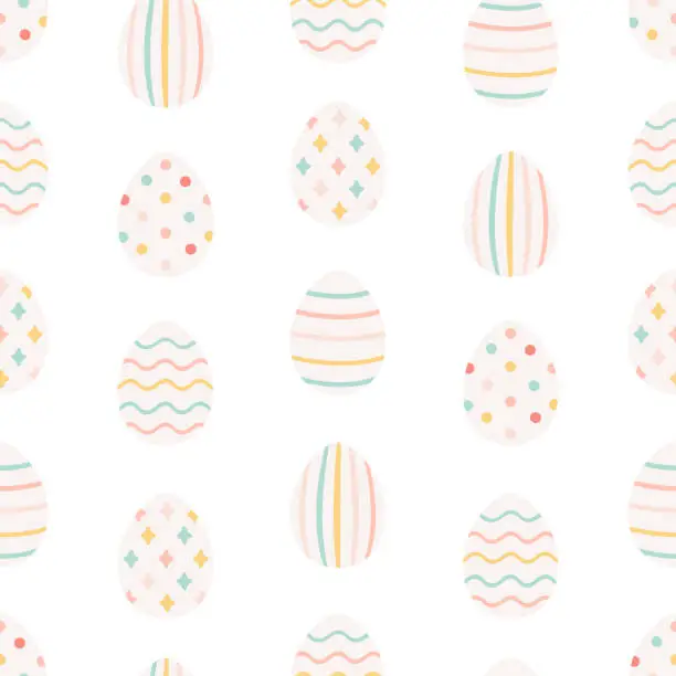 Vector illustration of Easter eggs seamless pattern. Painted colorful eggs. Happy Easter. Vector illustration in flat style