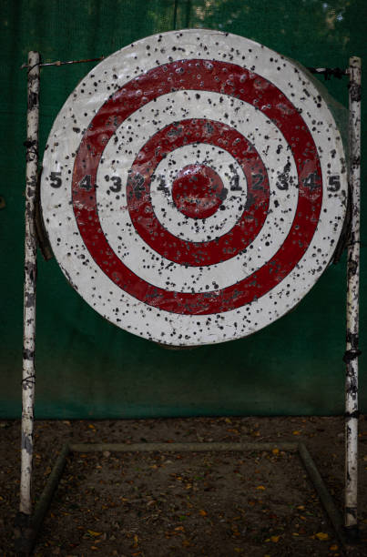 istock Archery target in the middle of the forest 1996139559