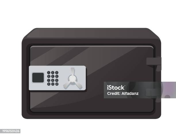 Armored Steel Safe With Password Lock Black Colored Vector Illustration ...