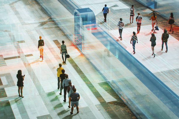 istock VR environment entrance with groups of people 1996179632