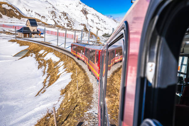 istock Eigergletscher alpine railway to Jungrafujoch peak view from train 1996185830
