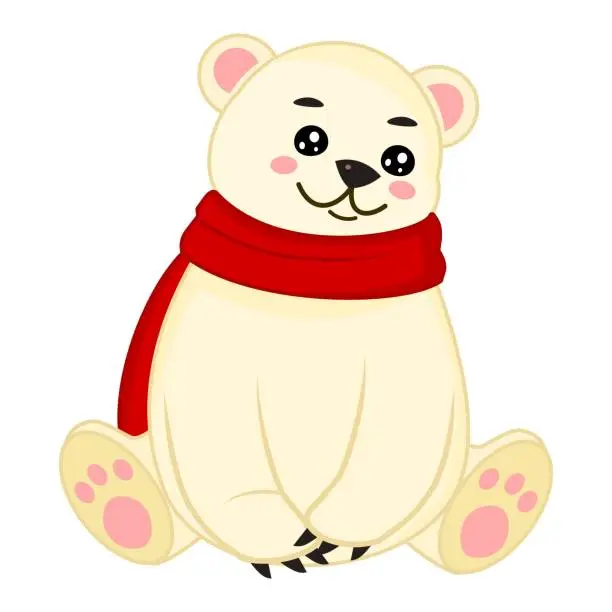 Vector illustration of Cute polar bear cartoon character vector