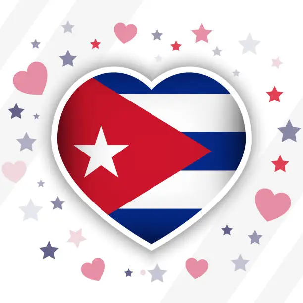 Vector illustration of Creative Cuba Flag Heart Icon