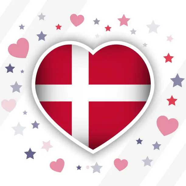 Vector illustration of Creative Denmark Flag Heart Icon