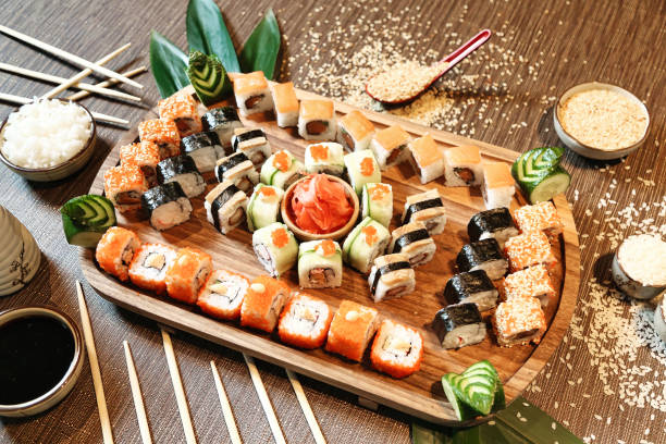 istock Wooden Tray With Sushi and Chopsticks 1996274567