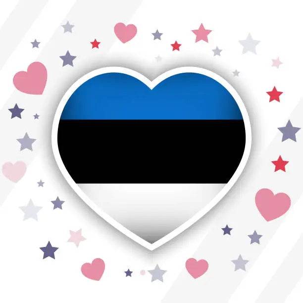 Vector illustration of Creative Estonia Flag Heart Icon