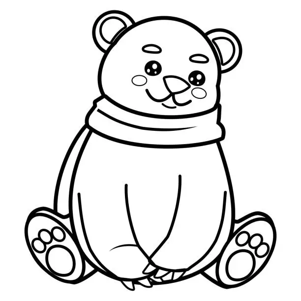 Vector illustration of Cute polar bear cartoon character outline