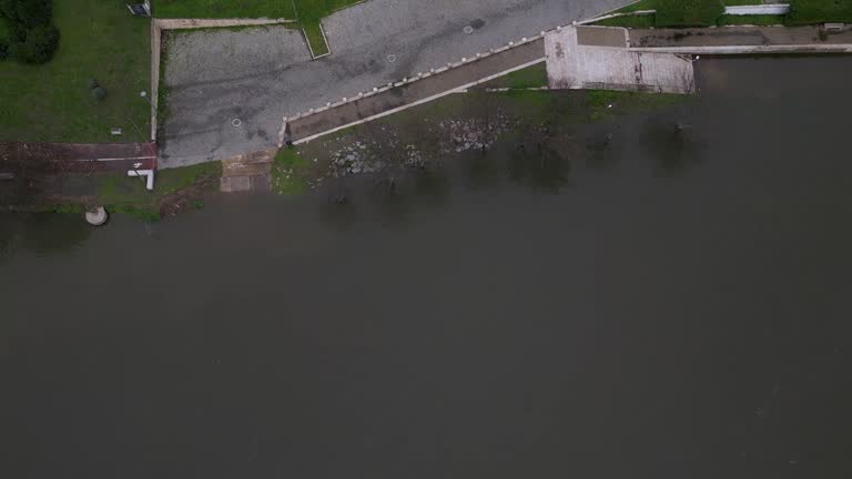 Aerial view of Douro river edge at Peso da Regua, Portugal