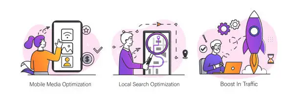 Vector illustration of SEO strategy concept.