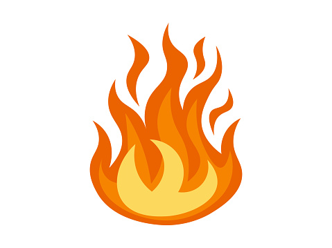 Vector illustration of a fire or flame icon design. Cut out design element on a transparent background on the vector file.