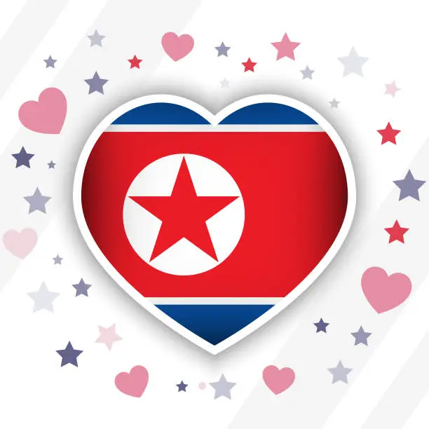 Vector illustration of Creative North Korea Flag Heart Icon
