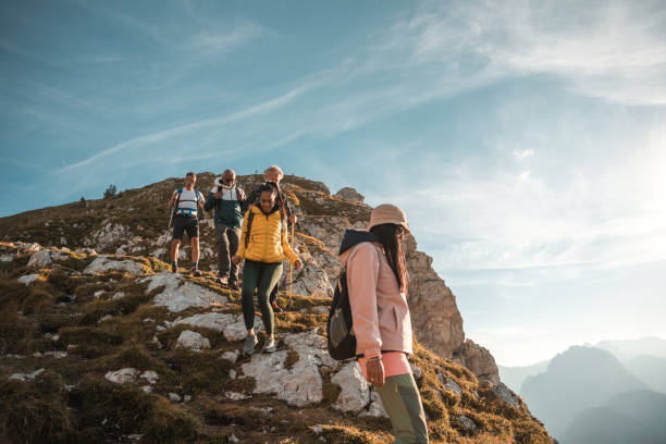 istock Diverse Friends Trekking Mountain Ridge 1996377448