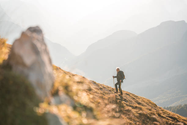 istock Senior Man Trekking in Mountain Landscape 1996379516