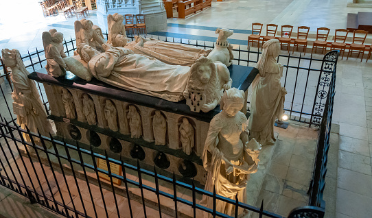Nantes, France - September 12, 2017:  Tomb of Francis II, Duke of Brittany, at the cathedral of St. Peter in Nantes, France