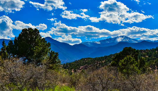 Mountains with snow on peaks in Colorado, USA