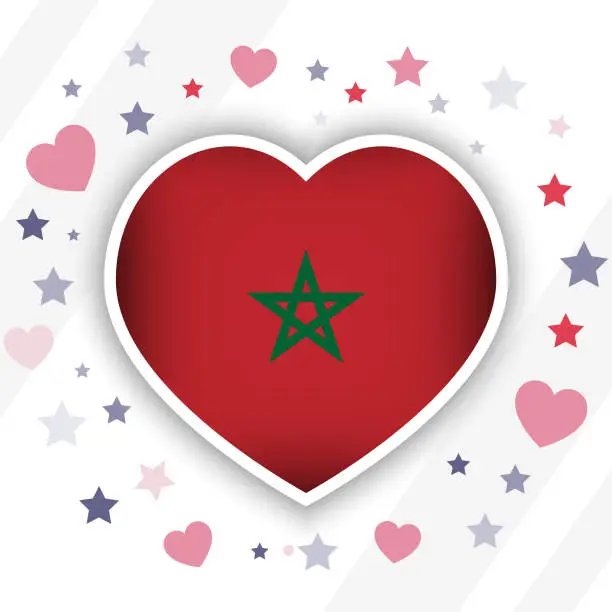 Vector illustration of Creative Morocco Flag Heart Icon