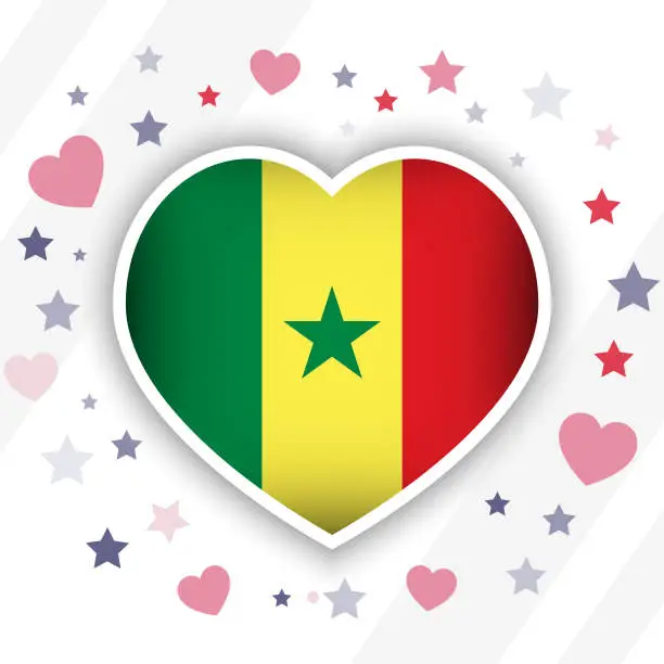 Vector illustration of Creative Senegal Flag Heart Icon