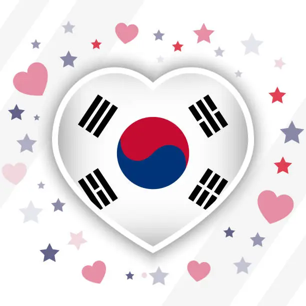 Vector illustration of Creative South Korea Flag Heart Icon