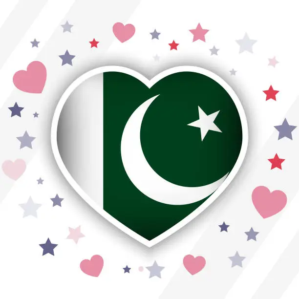 Vector illustration of Creative Pakistan Flag Heart Icon