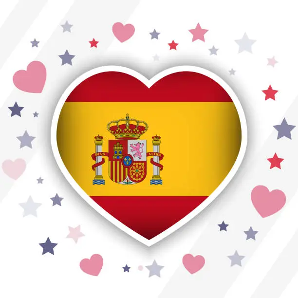 Vector illustration of Creative Spain Flag Heart Icon