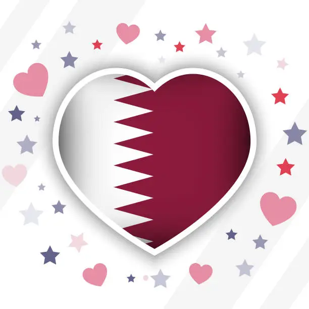 Vector illustration of Creative Qatar Flag Heart Icon