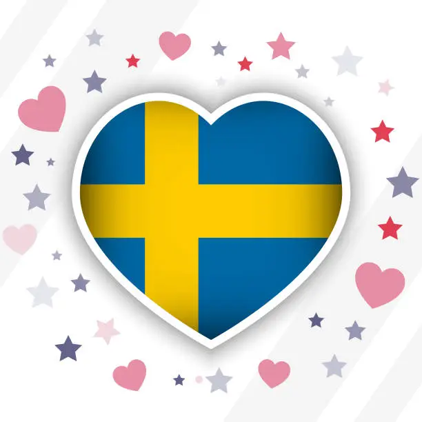 Vector illustration of Creative Sweden Flag Heart Icon