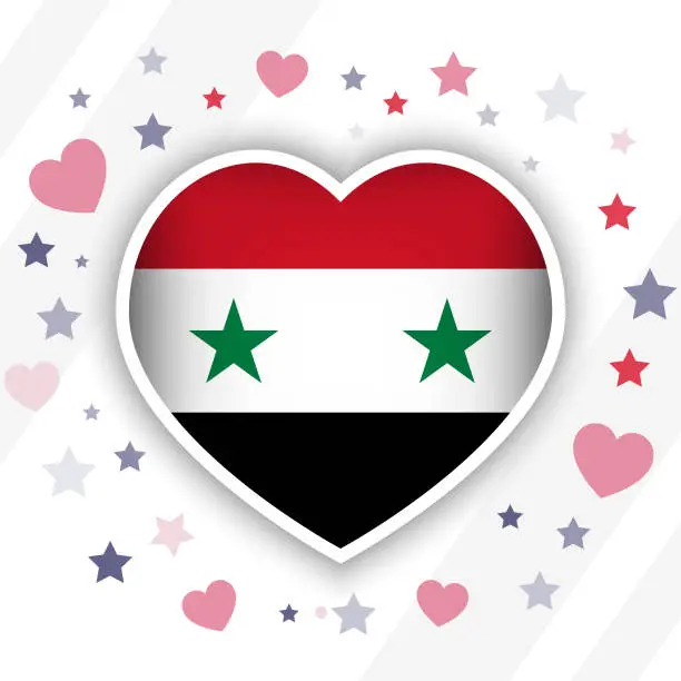 Vector illustration of Creative Syria Flag Heart Icon