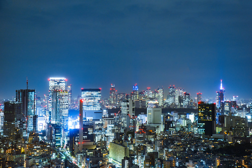 A photo of the Tokyo cityscape taken at night