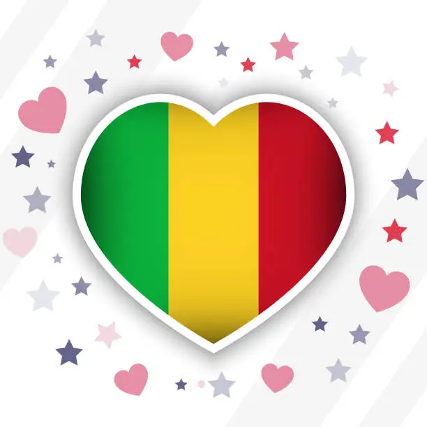 Vector illustration of Creative Mali Flag Heart Icon