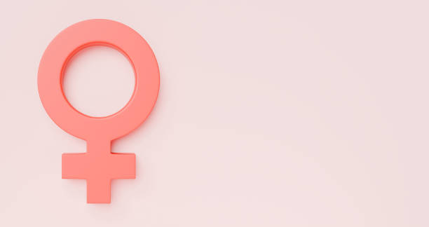 istock Horizontal image of woman symbol on pink surface, femininity and community theme 1996480018