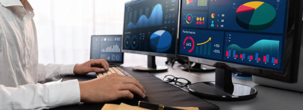 istock Analyst working on data analysis BI dashboard on computer monitor.Trailblazing 1996496680