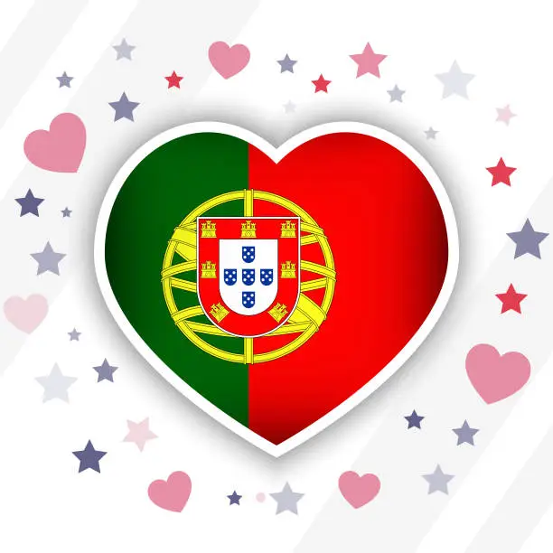 Vector illustration of Creative Portugal Flag Heart Icon