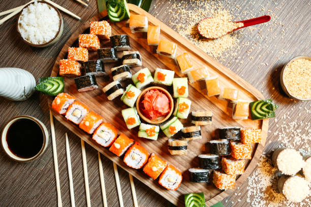 istock Wooden Tray With Sushi and Chopsticks 1996525895