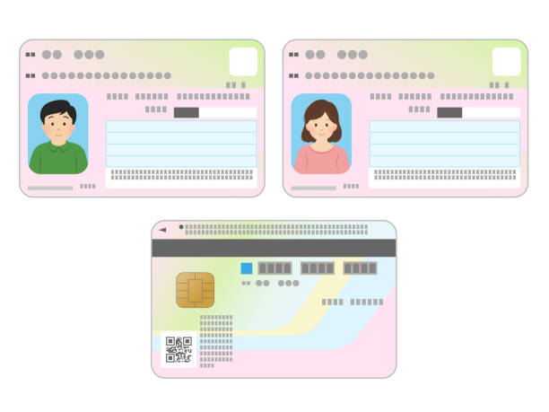 My Number Card_Identification Card_Male and Female My Number Card_Identification Card_Male and Female public service icon stock illustrations