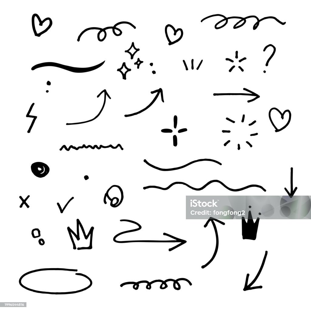 Emphasis Underline Sketch Underline Emphasis Arrow Shape Set Hand Drawn Brush Stroke ...