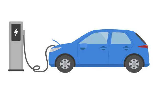 Vector illustration of Electric car EV car