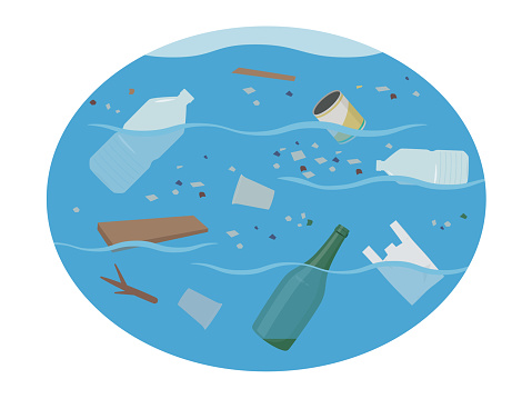 ocean pollution illustration