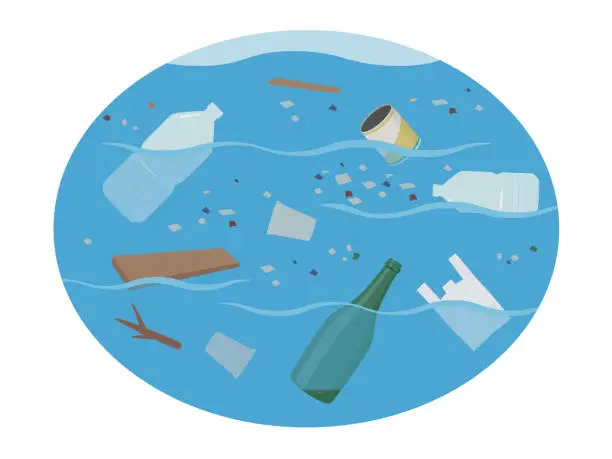 Vector illustration of ocean pollution illustration