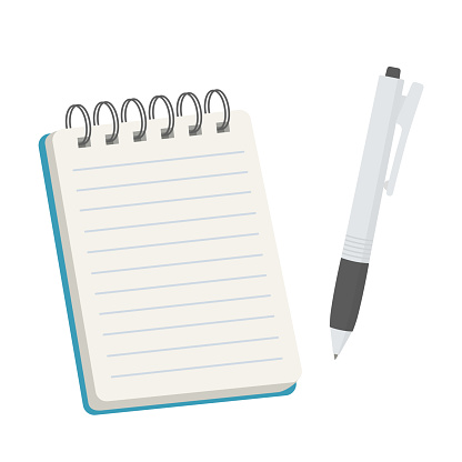 Illustration of notepad and pen