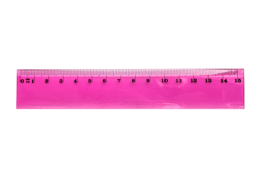 Pink ruler isolated on white background