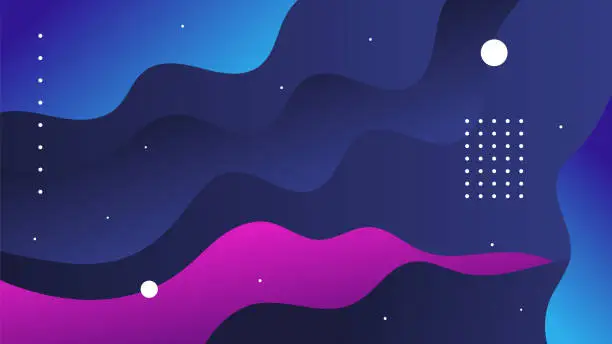 Vector illustration of Modern abstract pink and purple gradient geometric shape on dark blue background design