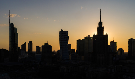 Warsaw Central Skyline at Sunset