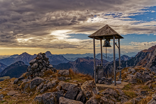 Late afternoon view in autumn from Monte Malvueric Alto, a peak of the Carnic Alps located nearby the Nassfeld Pass at the border between Italy and Austria.